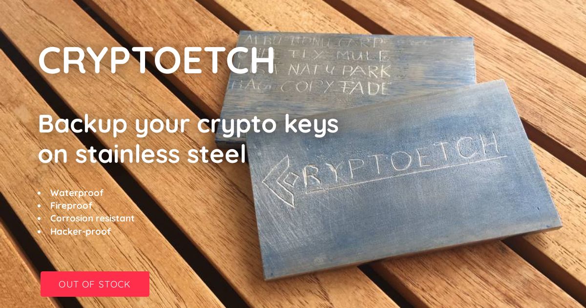 Backup your crypto keys on stainless steel